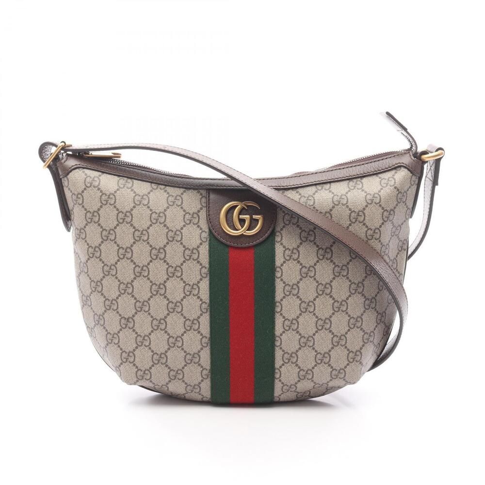 Gucci Ophidia GG Supreme Shoulder Bag Leather Canvas Beige Multicolor